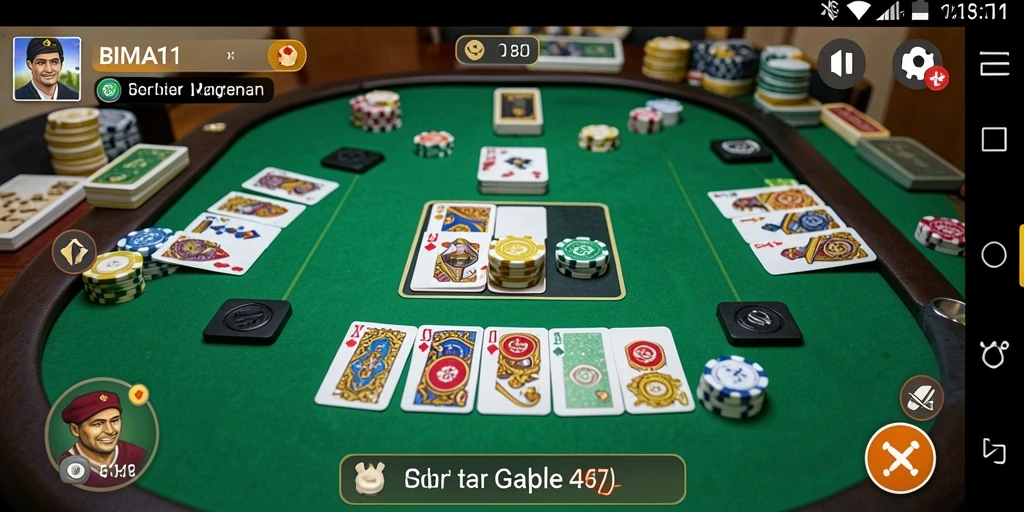 Tampilan gameplay BIMA11 yang seru dan interaktif dalam permainan Gaple.