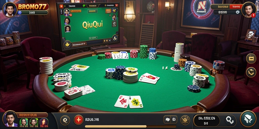 Tampilan menarik dari gameplay QiuQiu di BROMO77.