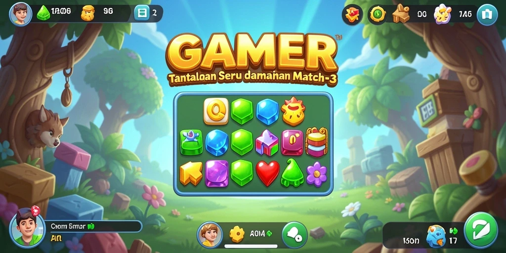 Screenshot GAMERP menampilkan gameplay seru dengan mekanika Match-3 yang menantang.