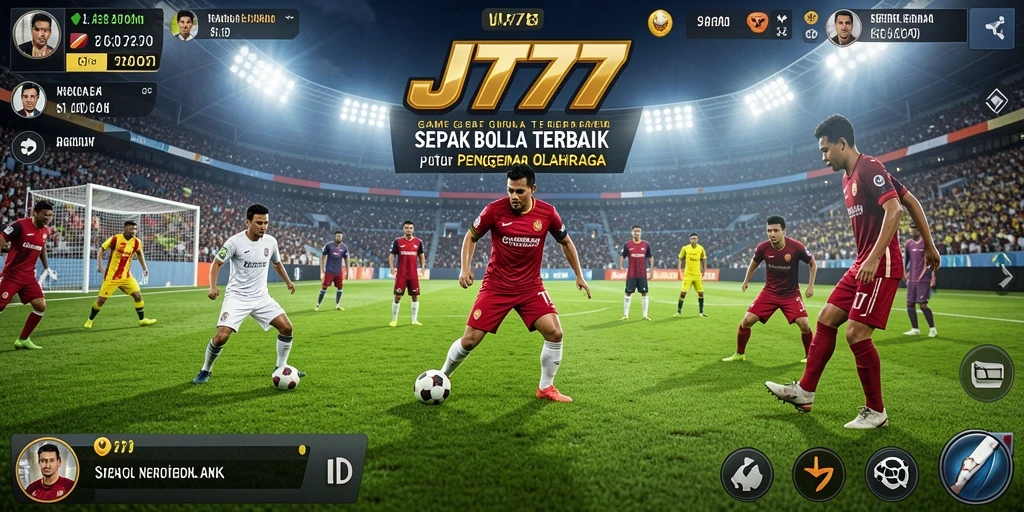 Screenshot gameplay JT777 yang menampilkan intensitas pertandingan sepak bola.