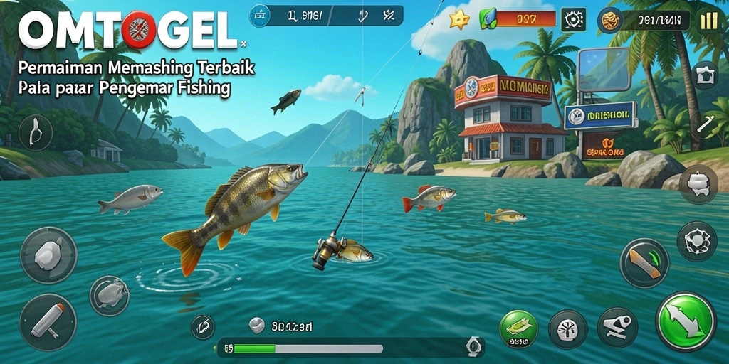 Tampilan gameplay OMTOGEL yang seru dan memikat saat memancing ikan.