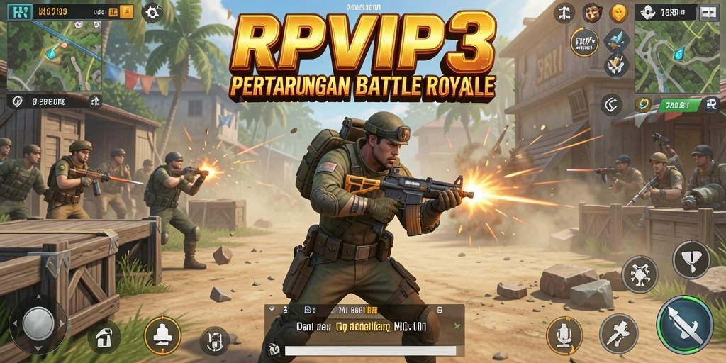 Tangkapan layar RPVIP3 menunjukkan aksi pertarungan yang mendebarkan dalam Battle Royale.